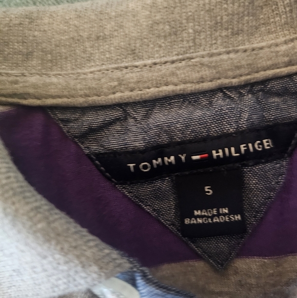 Kids Striped Polo Shirt - Purple and Gray - Picture 2 of 4